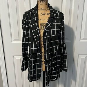 NWOT Milumia Black & White Plaid Open Front Blazer